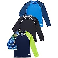 Liberty Pro 3 Pack Boys' UPF 50+ Rash Guard Long Sleeve Swim Shirts, Quick Dry UV Protection Swimwear for Kids
