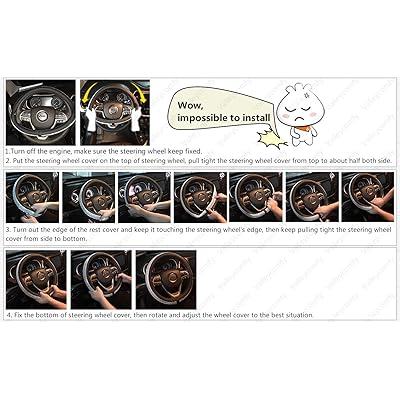 Valleycomfy Steering Wheel Covers Universal 15 inch - Genuine Leather,  Breathable, Anti Slip & Odor Free (Black with Black Lines, M(14 1/2-15  1/4))