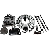 Cen-Tec Systems 97151 Central Vacuum Mixed-Floor Dual Electric Powerhead Kit with 35 Ft. Pigtail Hose, w, Black
