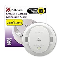 Smoke & Carbon Monoxide Detector, AA Battery Powered, Voice Alerts, LED Warning Light Indicators