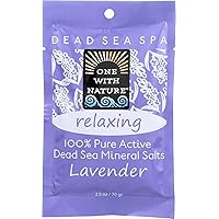 One With Nature - 100% Pure Active Dead Sea Minerals Salts Relaxing Lavender - 2.5 oz.