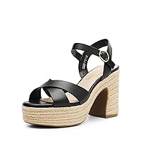 DREAM PAIRS Women's Chunky Platform Heels Round Open Toe Ankle Strap High Heeled Sandals for Party Brunch