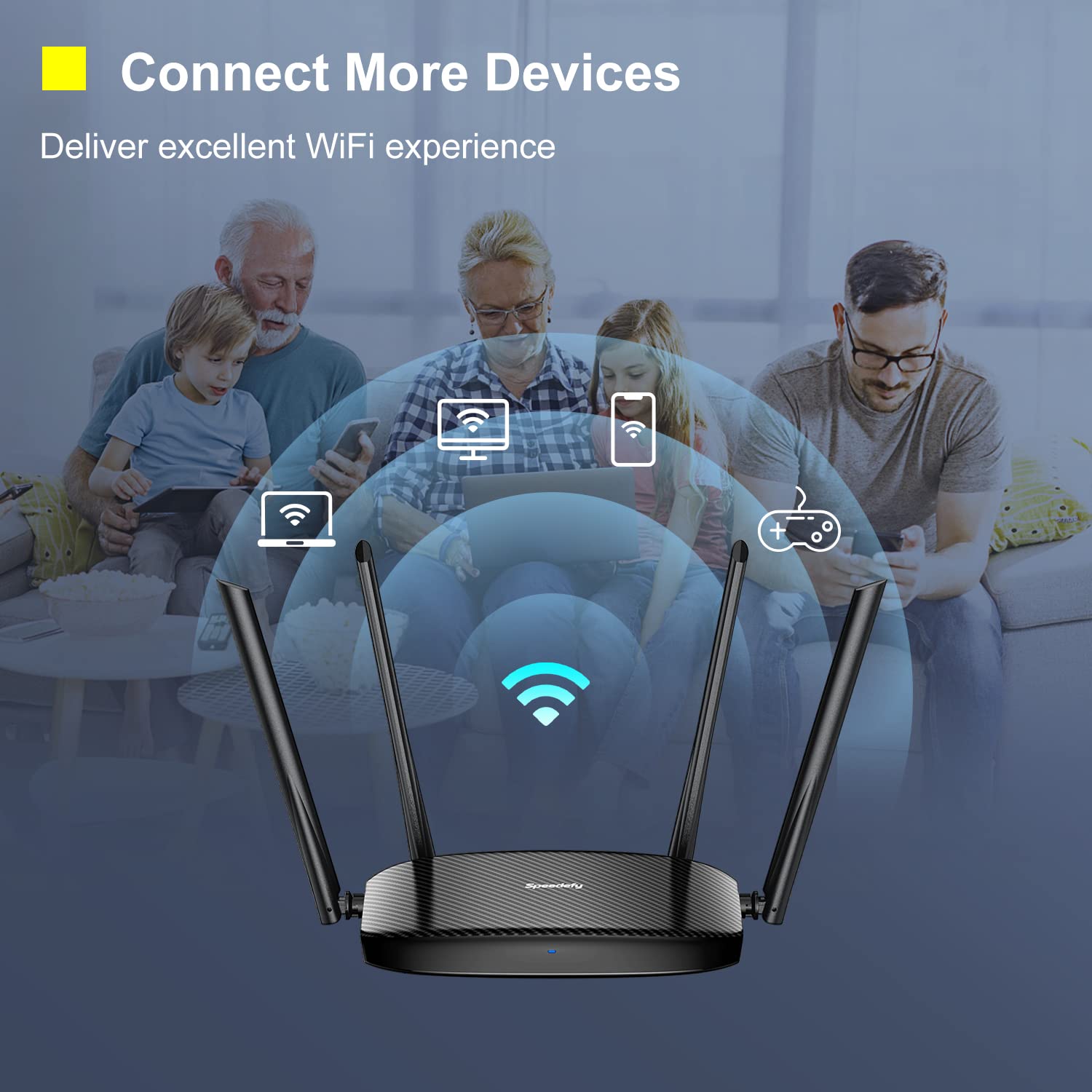 Speedefy WiFi Router for Home, AC1200 Gigabit Dual Band Computer Routers for Wireless Internet, Long Range Coverage, MU-MIMO, IPV6, Beamforming, AP Mode, Guest WiFi and Parental Control (Model K4)