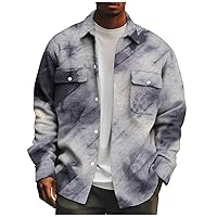 Men's Corduroy Jacket Casual Button Down Shirts Long Sleeve Shacket Jackets Slim Fit Jacket with Flap Pockets Jacket