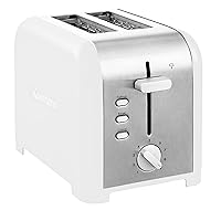 Kenmore 2 Slice Toaster Stainless Steel with Bagel Cancel Defrost Function and Extra Wide Slots Toasters Removable Crumb Tray White