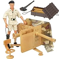 Click N' Play Action Figure WWII Field Gun 5 Piece Set, Military Action Figures and Army Toys for Boys 8-12