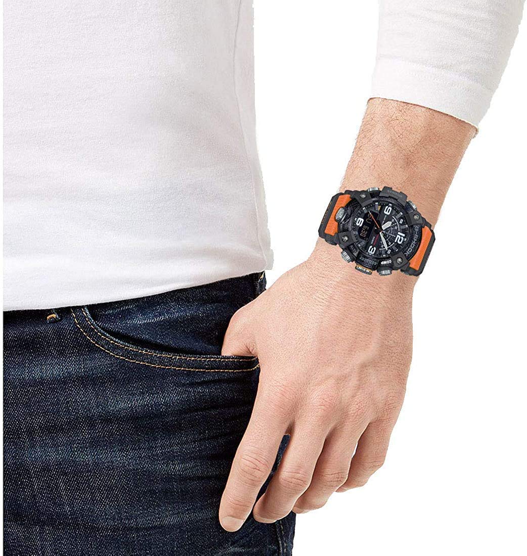 Casio Tactical Mudmaster ANI-Digi Watch, Black/Orange Strap, GGB100-1A9, men
