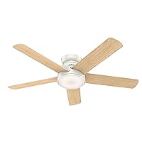 Hunter Fan Company 59481 Hunter Romulus Indoor Low Profile WiFi Ceiling Fan with LED Light and Remote Control, 54, Fresh White Finish
