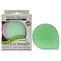 Michel Mercier Pack and Go Detangler - Unisex Detangling Hair Brush - Mini Portable Travel Size, Compact Brush - Regular Hair - Green-Pink - 1 pc
