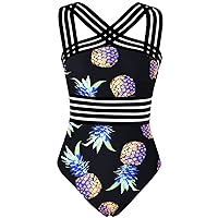 Hilor Women's One Piece Swimwear Front Crossover Swimsuits Hollow Bathing Suits Monokinis