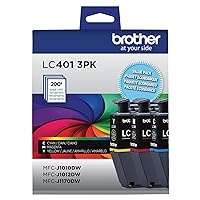 Brother Genuine LC401 3PK Standard Yield 3-Pack Ink Cartridges – Includes 1 Cartridge Each of Cyan, Magenta and Yellow