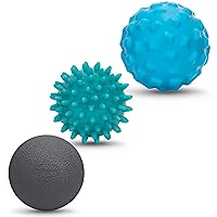 3-Piece Plantar Fascia Foot Therapy & Muscle Recovery Set Massage Balls, Includes Rubber Ball, Spiky Ball, and Foam Massage Ball for Arm, Back, Neck, and Foot Targeted Relief and Therapy