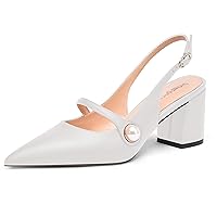Womens Matte Buckle Solid Dating Adjustable Strap Dress Pointed Toe Block Mid Heel Pumps Shoes 2.5 Inch