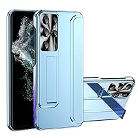 Case for Samsung Galaxy S23ultra/S23plus/S23 Rugged Cover Built-in Kickstand Full Protective Hard Plating PC Cover Stand Case (Blue,S23+ 6.6