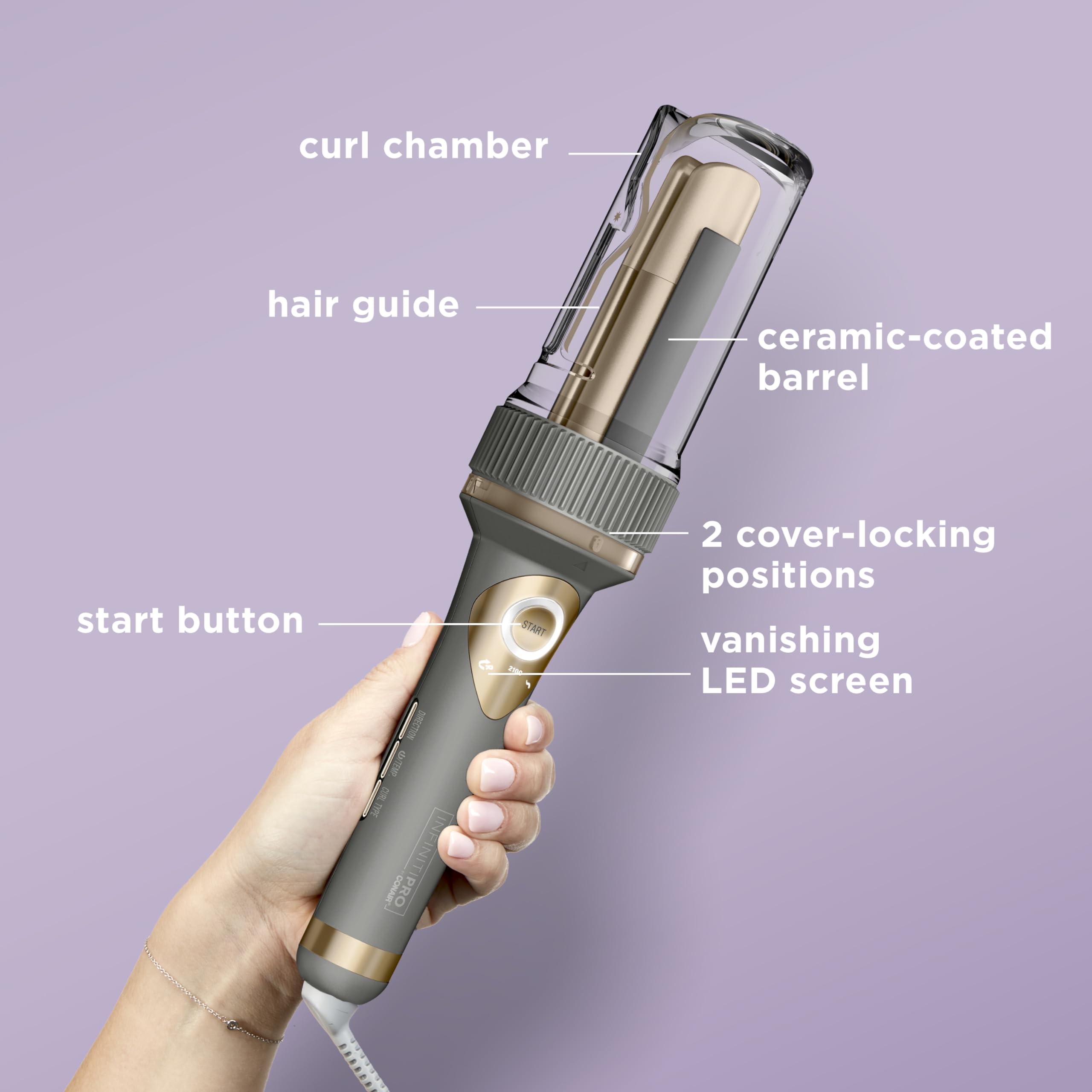 INFINITIPRO by CONAIR Curl Secret Automatic Curling Iron - 1 1/4-inch Barrel - Hair Curler for All Hair Types and Medium to Long Hair Lengths - Dual Voltage for Worldwide Travel