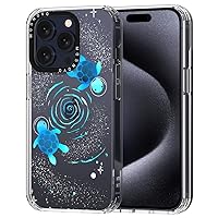 Compatible with iPhone 15 Pro Case, [Buffertech 6.6 ft Drop Impact] [Anti Peel Off Tech] Clear TPU Bumper Phone Case Cover with Cute Swirl Space Turtle Designed for iPhone 15 Pro 6.1