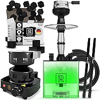 Portable Hookah Set with Everything - YADO Square Hookah To Go & Premium Hookah Coal Burner for Hookah 450W & Hookah Charcoal Hookah Coals for Hookah Coconut – XL Pack 84 Count