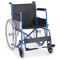 Wide Foldable Self-Propelled Wheelchair, All-Terrain Folding Transport Wheel Chair for Adults and Seniors (20-Inch Seat, 220-Lbs Weight Capacity)
