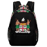 Coat of Arms of Fiji Fashion Print Travel Backpack Hiking Rucksack with Little Whistle Casual Daypack for Unisex