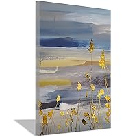 Peinneis Abstract Golden Flower Poster Pictures Modern Wall Art Decor Canvas Painting Living Room Home Decorative (16x24inch(40x60cm),Inner Frame)