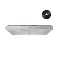 FIREGAS Under Cabinet Range Hood 30 inch with Brushless DC Motor, LED Light, 3 Speed Exhaust Fan, Reusable Aluminum Filters, Push Button,Stainless Steel Range Hood,with Charcoal Filter