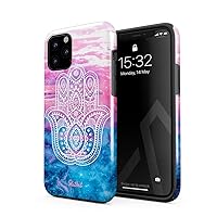 Compatible with iPhone 11 Pro Max Case Hamsa Fatima Hand Luck Symbol Mandala Henna Paisley Landscape Mountains Pattern Heavy Duty Shockproof Dual Layer Hard Shell+Silicone Protective Cover