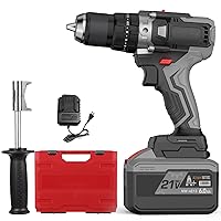 Cordless Drill Driver 21V Cordless Drill Driver Batteries Max Torque 200N.m 20+3 Position 0-2150RMP Variable Speed Impact Hammer Drill Screwdriver With PlasticTool Box.