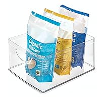 iDesign Recycled Plastic Cabinet and Pantry Storage Bin with Integrated Handles – 10” x 8” x 5”, Clear Bin