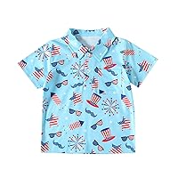 Cotton Tee Shirt Toddler Boys Girls Short Sleeve Independence Day 4 of July Kids Tops T Shirt with Pocket Boys