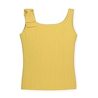 Hope & Henry Girls' Pointelle Sweater Tank with Bow Shoulders