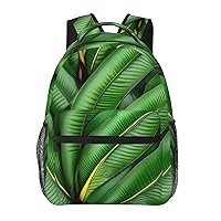 Banana Leaf Green print Lightweight Bookbag Casual Laptop Backpack for Men Women College backpack