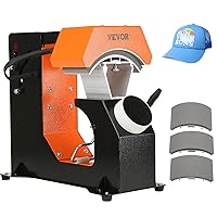 VEVOR Hat Heat Press Machine, 3-in-1 Auto Cap Heat Press with 3pcs Interchangeable Platens (6.6‘’x 3.9, 6.6‘’x 3, and 6.1‘’x 2.75), Automatic Release & Press Knob-Style Digital Control Panel for Caps