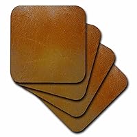 3dRose CST_29659_2 Aged Tan Leather Like Soft Coasters, Set of 8