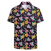 Artsadd 80s 90s Hawaiian Shirt for Men Vintage Button Down Short Sleeve Big and Tall Shirts Funny Party Disco Outfit