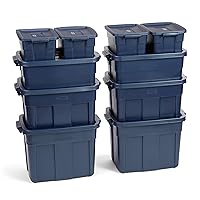 Rubbermaid Roughneck️ Variety Pack Storage Totes, Durable Stackable Storage Containers, Great for Garage Storage, Moving Boxes, and More, 10pk