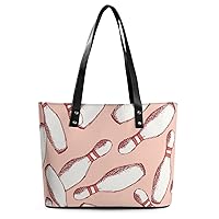Womens Handbag Bowling Pins Pattern Leather Tote Bag Top Handle Satchel Bags For Lady