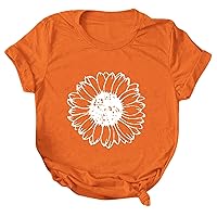 Shirts for Women 2024 Summer Tops Sunflower T Shirts Graphic Tees Crew Neck Short Sleeve Basic Blouse Casual Top