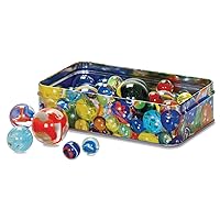 Tobar Marbles - Tin of 60 Mixed Designs Assorted Designs and Colours 15237