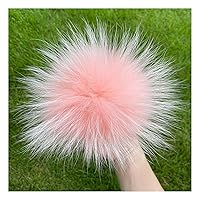 homeemoh 5.9 Inch Fluffy Faux Fur Pom Pom Balls Furry Pompoms with Snap Button for Knitting Hat Shoes Bag Charm Scarves Decoration (Raccoon - Light Pink)