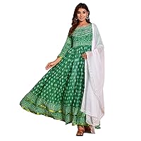 Plus Size Indian Pakistani Kurti for Womens With Dupatta | Rayon Printed Kurta Kurtis Dress For Women