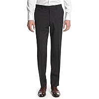 Charcoal Flat Front Finished Neat Wool Blend New Men's Pant's
