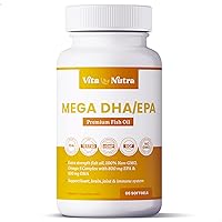 Vita Nutra Mega DHA/EPA Omega 3 Fish Oil Capsules – 2000 MG of Purified Anchovy Oil for Maximum Health Benefits