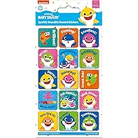 01.70.12.052 Baby Shark Sparkly Reward Stickers | Official Licensed Product | Reusable on Non-Porous Surfaces, White, 19.5cm x 9.5cm