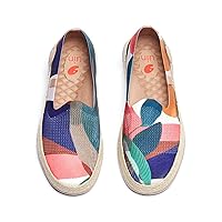 UIN Women's Espadrilles Slip Ons Knitted Lightweight Walking Casual Loafers Comfortable Art Painted Travel Shoes Marbella II