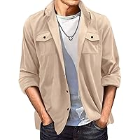Mens Slim-Fit Long-Sleeve Two-Pocket Casual Shirts Lightweight Work Jackets Button Down Collared Fashion Outdoor Shirts