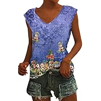 Womens Cap Sleeve Summer Tops Trendy Tank Tops Lace V Neck Loose Fit Shirts