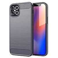 Case for Apple iPhone 12 / iPhone 12 PRO - Cover in Brushed Gray - Mobile Phone Cover Made of TPU Silicone in Stainless Steel Carbon Fiber Optics - Silicone Ultra Slim Soft Back Cover Case