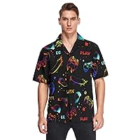 Video Game Skateboard Colorful Mens Hawaiian Shirts Short Sleeve Button Down Vacation Men's Beach Shirts