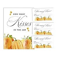 1 Sign + 30 Cards How Many Kisses in The Jar White Pumpkin Bridal Shower Game