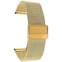 Bandini Mesh Watch Band, Stainless Steel Watch Band, Metal Watch Bands For Men/Women, Fold Over Watch Band Clasp, Adjustable Length Watch Strap, 19mm Watch Band Metal, Gold Tone/Fine Mesh